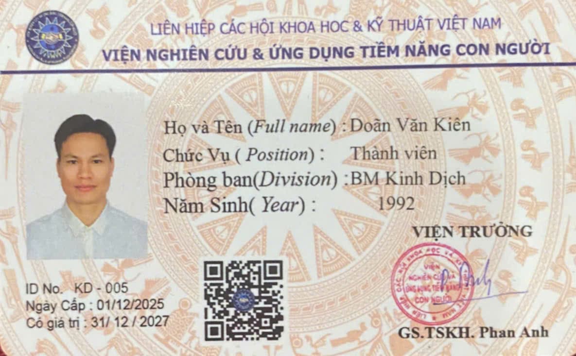 Thẻ thành viên Viện Tiềm năng con người - Thầy Doãn Văn Kiên